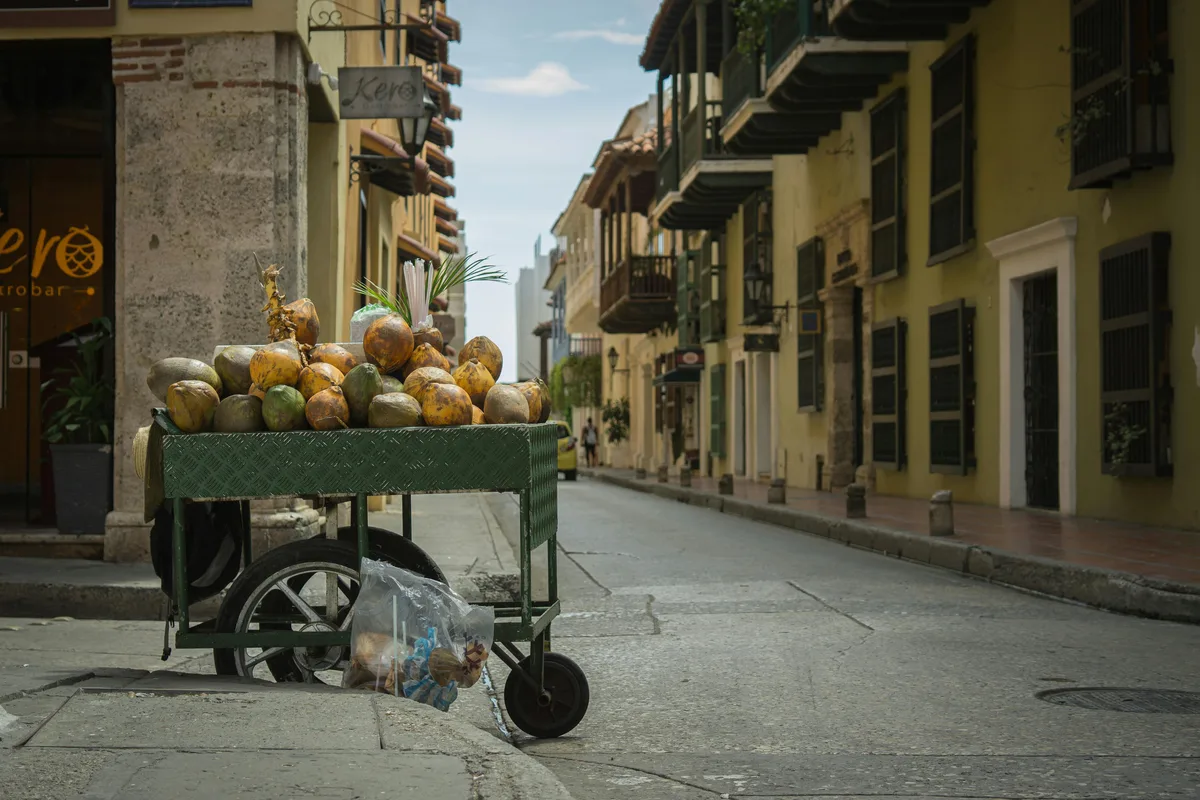 Juice truck parked in El Prado, Cartagena