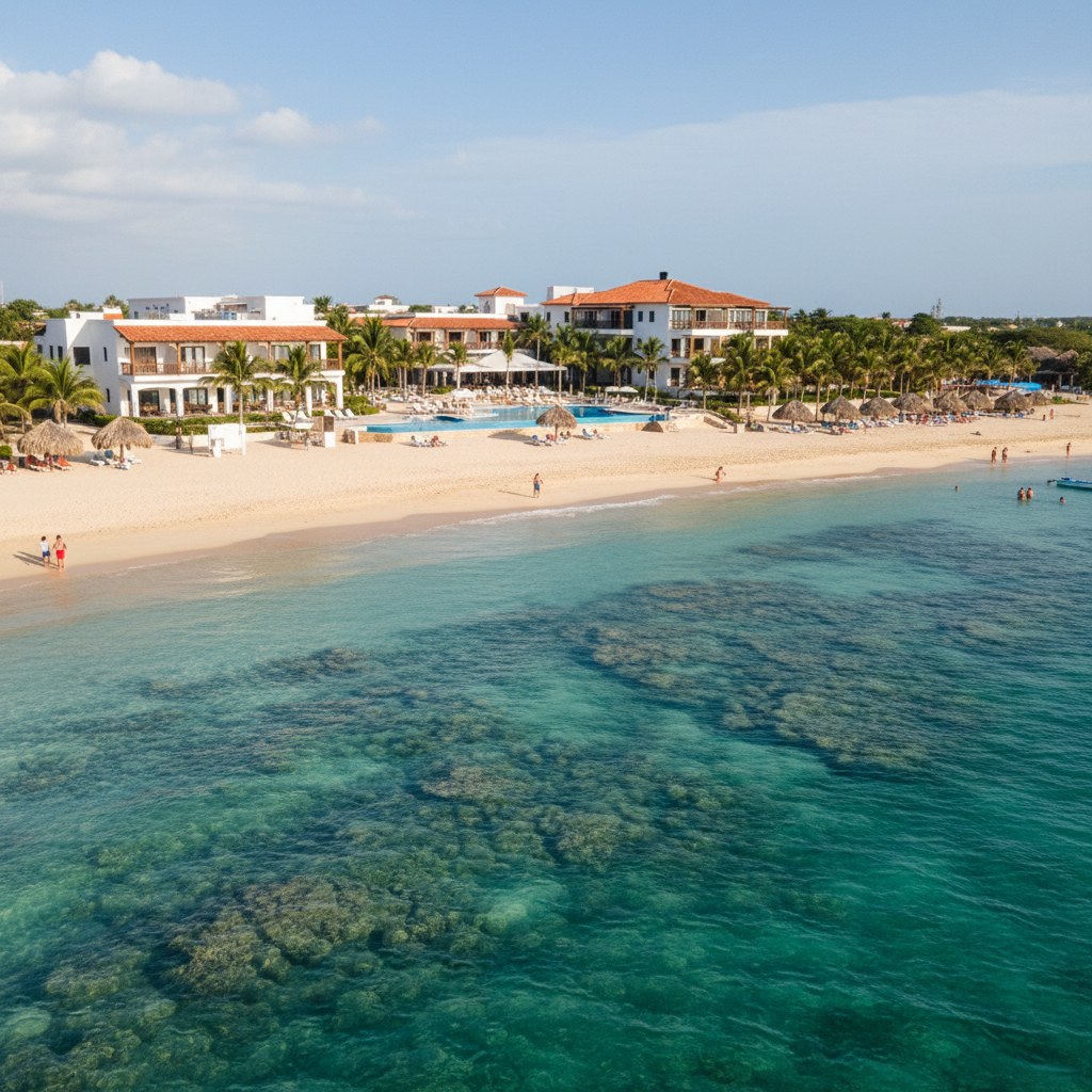 Manzanillo del Mar beach north of Cartagena, calmer and clearer water