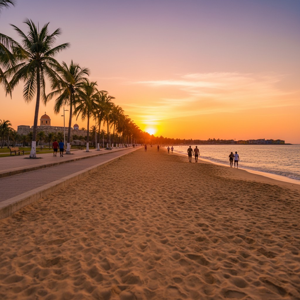 Marbella beach promenade between Las Bovedas and La Boquilla, Cartagena
