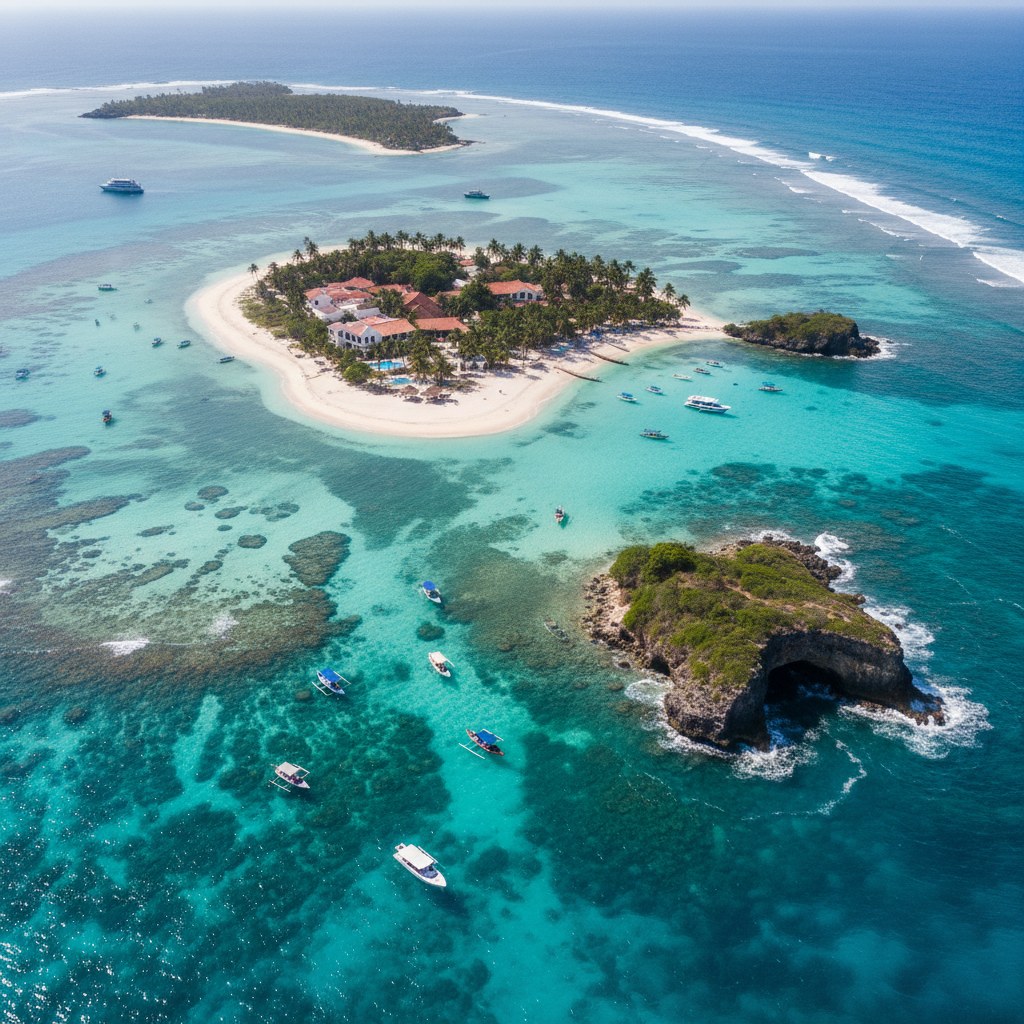 Rosario Islands archipelago with turquoise Caribbean water near Cartagena